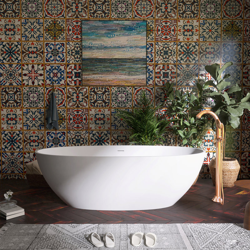 MEDUNJESS 71" x 35" Freestanding Luxury Freestanding Soaking Stone